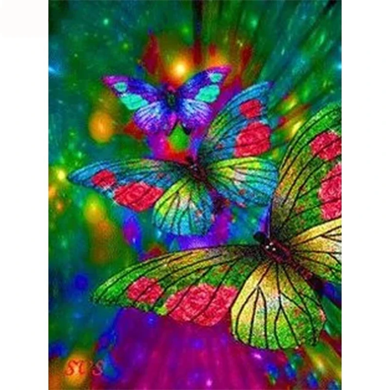 Full Square&Round Drill 5D Diamond Embroidery Butterfly DIY Diamond Painting Animals Mosaic Cross Stitch Decoration Home