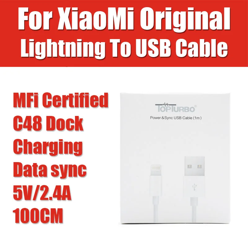 

MF-SC03 MFi Cable iOS12 data sync Original Xiaomi Topturbo For iPhone XS MAX XR X 6 7 8 Plus iPad for lightning to usb cable
