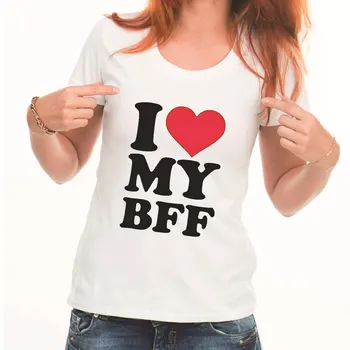 

I Love My Bff Letter Print T Shirt Women Short Sleeve O Neck Loose Tshirt 2020 Summer Women Tee Shirt Tops Camisetas Mujer