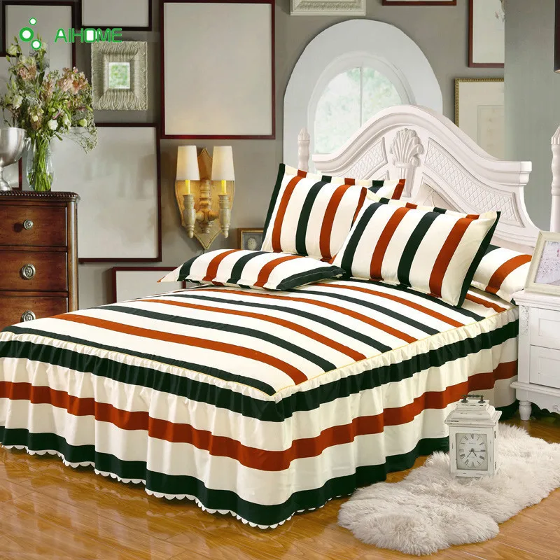 Europe Style Geometric Wave Point Pattern Bed Skirt Matte