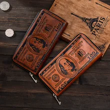 Vintage PU Leather Men Wallet High Quality Creative Dollar Mens Wallets And Purses Portable Card Holder Long Style Leather Purse