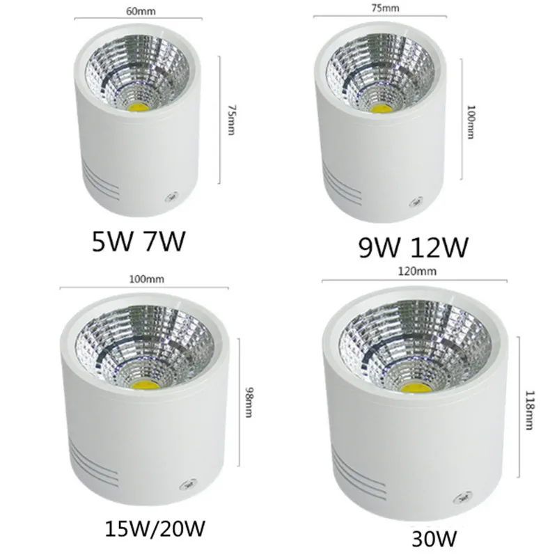 CE ROHS супер яркий Точечный светильник 5 Вт 7W9W12W15W20W 120LM/W Dimmable110V 240V Поверхностный