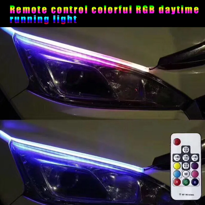 Горячая 2 шт RGB светодиодный светильник полоски для головы DRL Поворотный