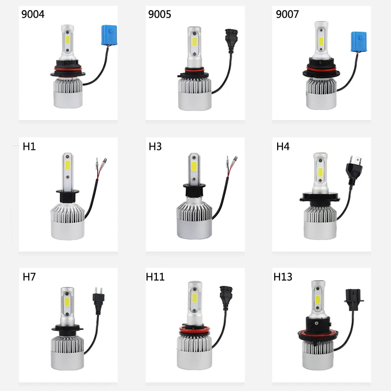 R8 Super bright Auto Car H8 H11 H7 H4 H1 LED Headlights 6500K Cool white 72W 8000LM COB Bulbs Diodes Automobiles Parts Lamp