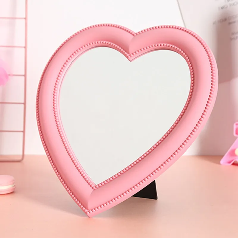 

1Pcs Heart Shape Women Ladies Make Up Mirror Cosmetic Table Portable Compact Cosmetic Mirrors Pink Mirrors