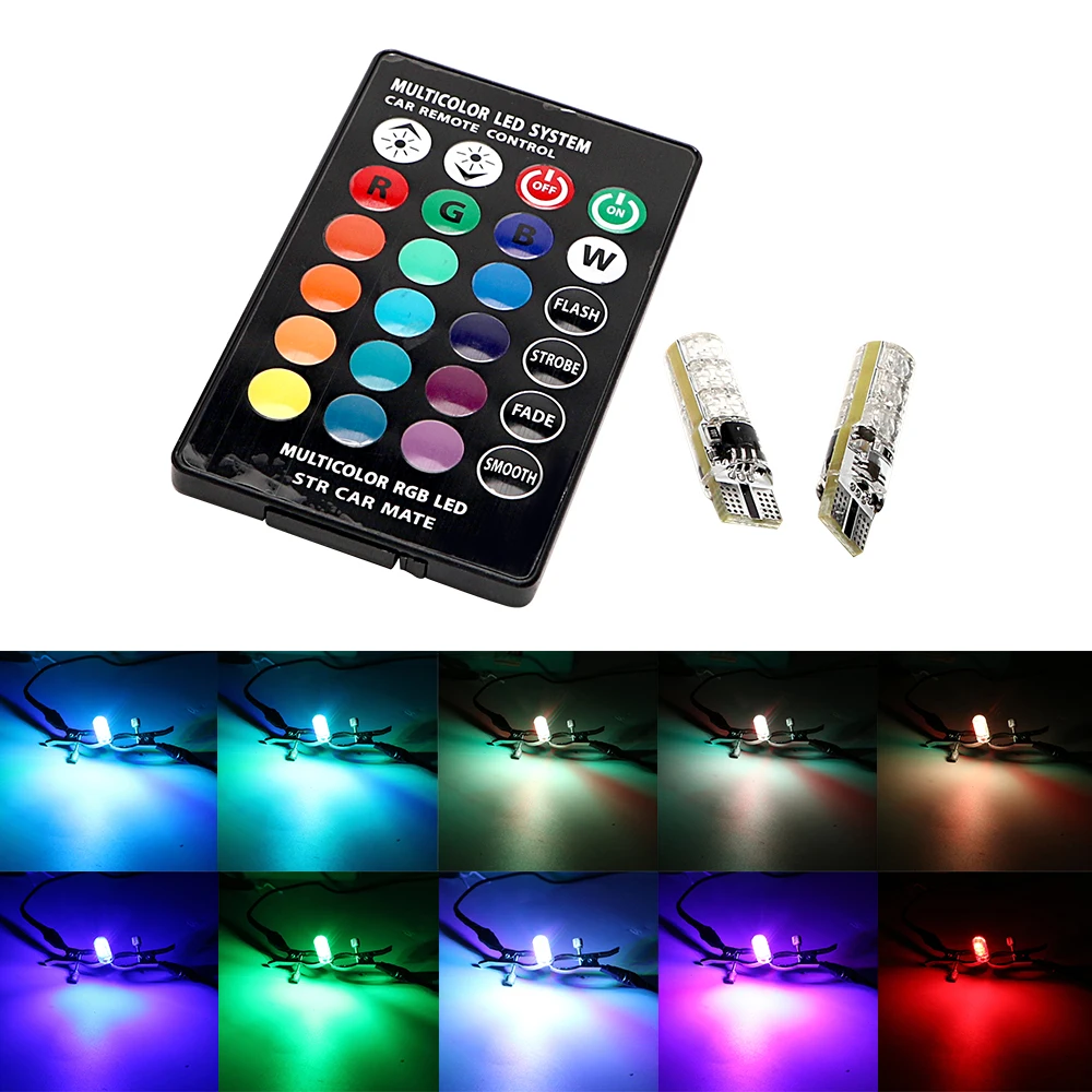 1 Pair RGB T10 Bulb Dome Reading Lamp Car styling Dome Light LED Car