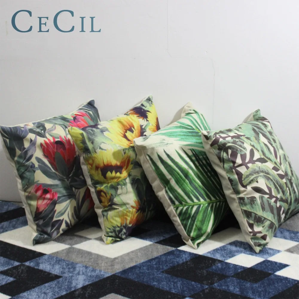

Cecil Flower Iron Tree Leaves Home Pillow Covers Decorative Bedroom Comfortable Simple Sofa Pillow Cushion Cover