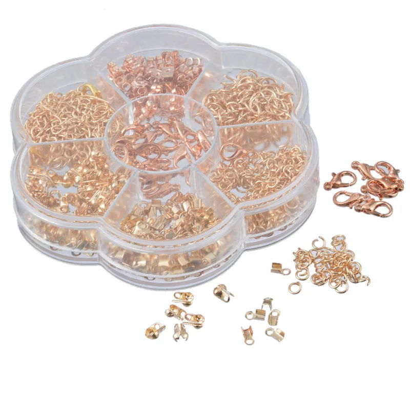 

1Box Mixed Rose Gold Color DIY Jewelry Accessories Suit Lobster Clasp Jump Rings Jewelry Making Accessories Connector Two Colors