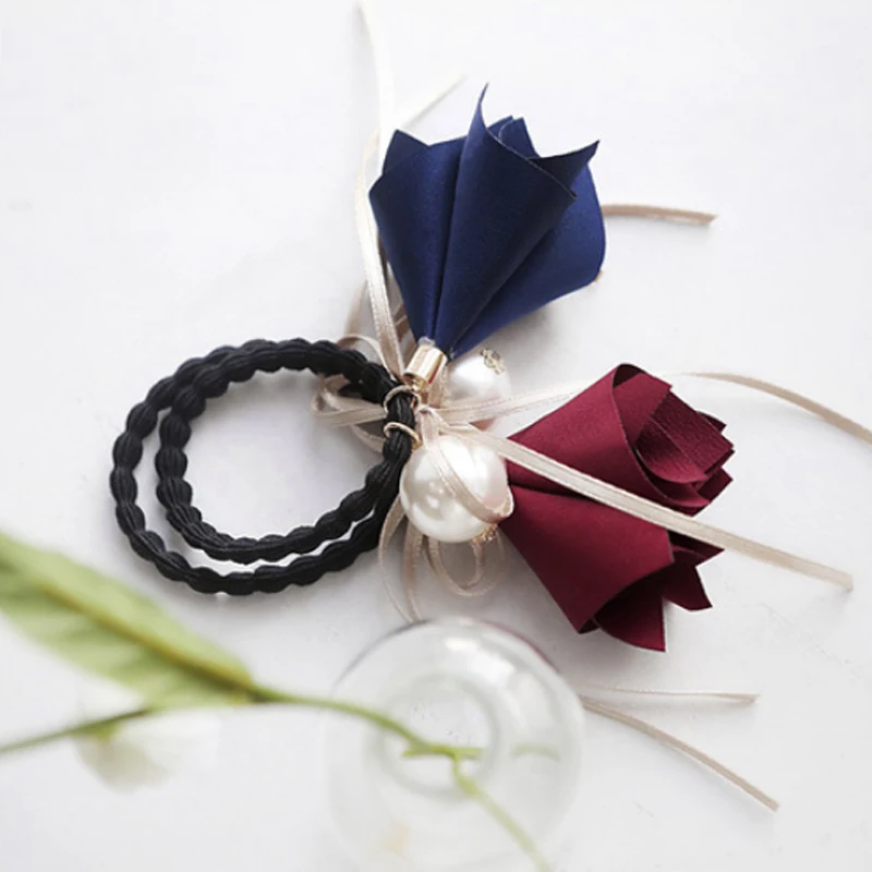 

LNRRABC2018 new elastic elegant lace flower and bow rubber band hair accessories girl gift as a wedding party