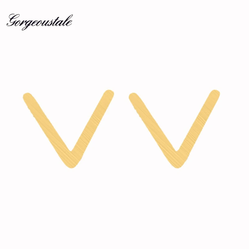 

Minima Gold Color Chevron V Earrings For Women Boucle d'Oreille Stainless Steel Stud Earring Fashion Jewelry Party Gift