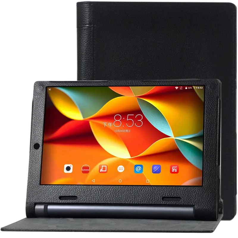 Ультратонкий кожаный чехол книжка с полной защитой личи для планшета Lenovo YOGA Tab 3