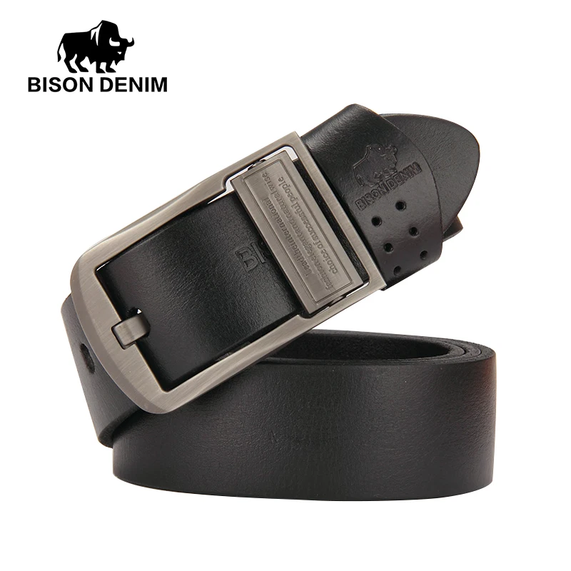BISON DENIM 100 Top Layer Cowhide Belts for mens Luxury Genuine Leather Belt Cowskin BELT MAN