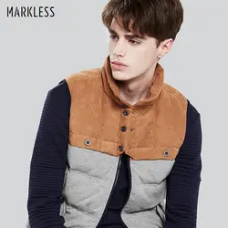 Markeless 2018 Для мужчин модный пэчворк пуховой жилет осень-зима пальто жилет вниз человек брендовая одежда Повседневный жилет вниз YRA7353M