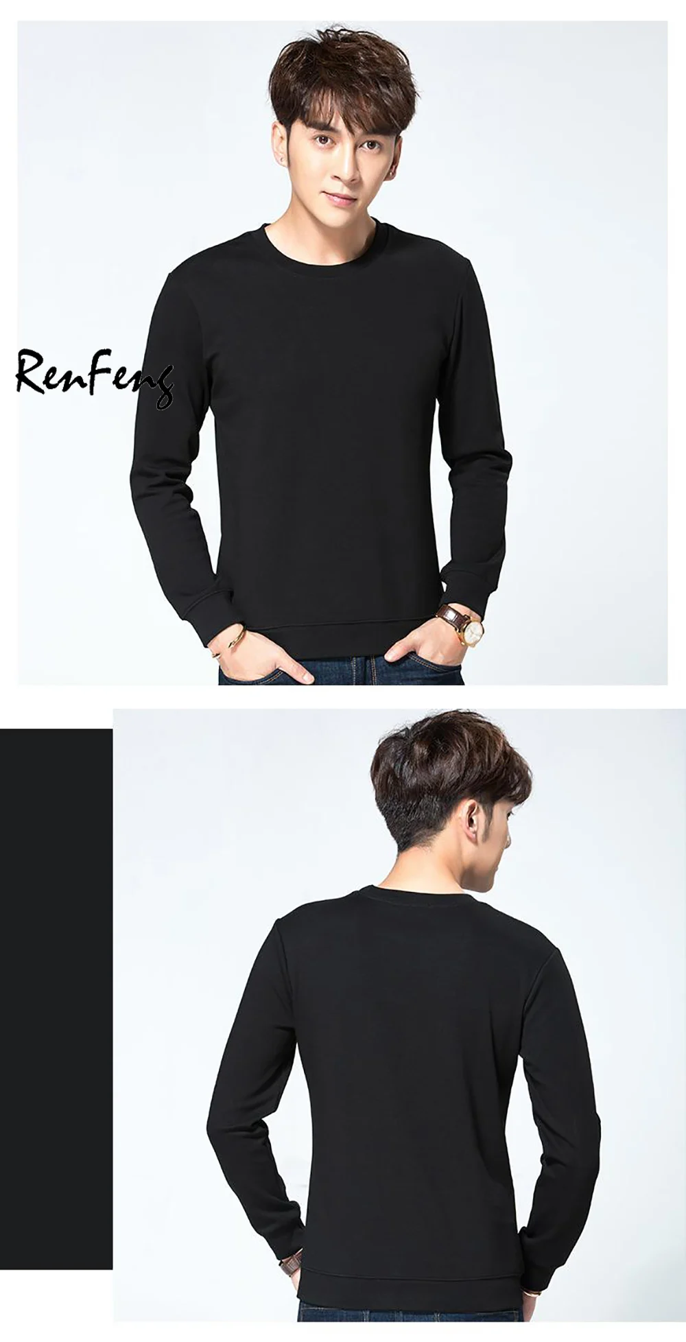 Thick T-Shirt Men 2018 Spring Autumn Winter New 100% Cotton T Shirt Men Solid Color Fleece Tshirt O Collar Long Sleeve Top Tees (7)