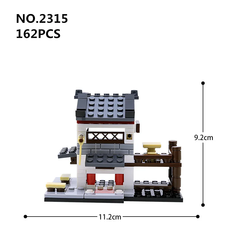 

Wange Teahouse Cloth Shop Mini Ancient Chinese Street View Scene China World Style Architecture Model Building Blocks kids Toys