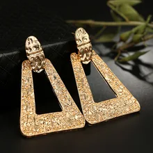 Новинка, большие геометрические серьги-капли золотого цвета, большие металлические Висячие серьги для женщин, свадебные Висячие массивные ювелирные изделия, очаровательные серьги