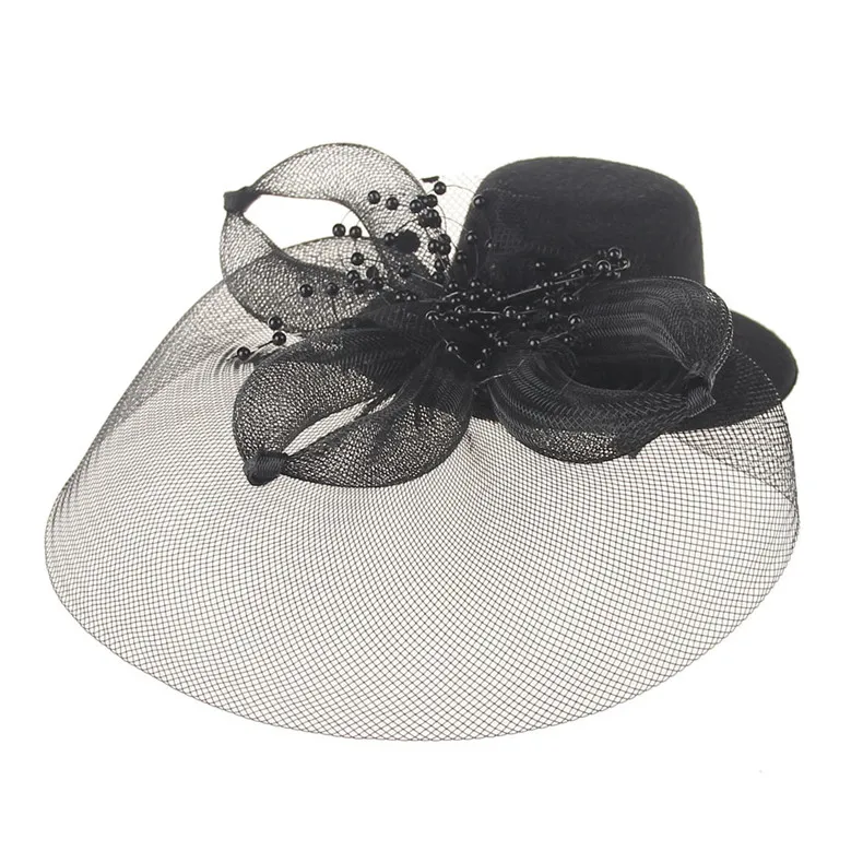 AWAYTR, 1 шт., дамские черные мини-шляпы, головной убор заколка для волос, костюм, аксессуары для волос, элегантные женские сетчатые вечерние головные уборы - Цвет: Черный
