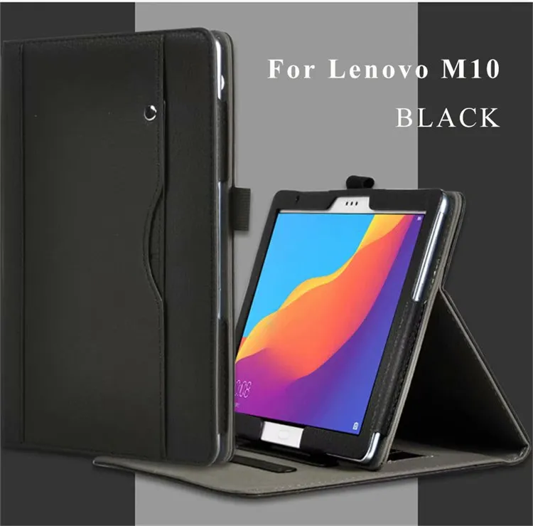 Для 10," lenovo Tab P10 TB-X705F/L кожаный чехол-подставка для lenovo M10 TB-X605F/N чехол для планшета+ пленка - Цвет: M10 TB-X605 Black