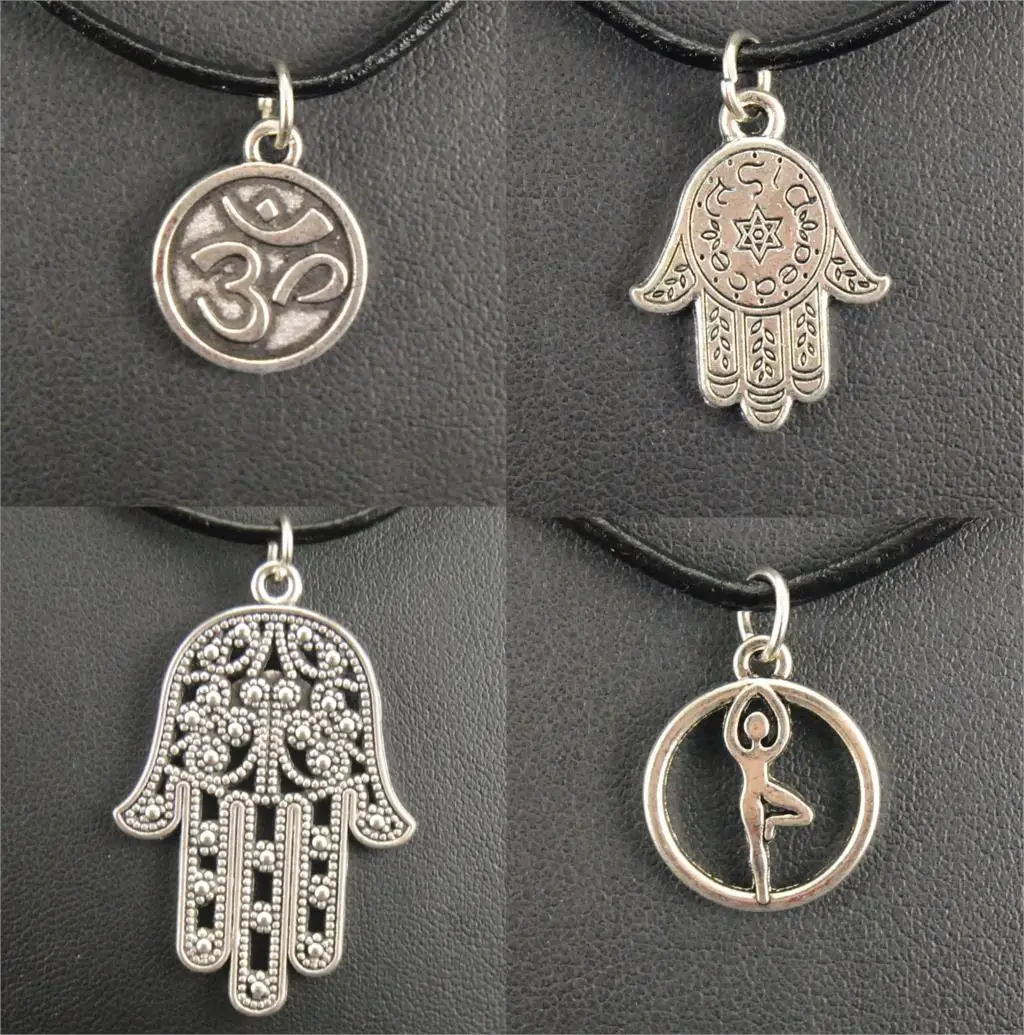1 шт. Новинка ожерелье Ом палочка Caduceus Медицинская Подвеска черная кожаная