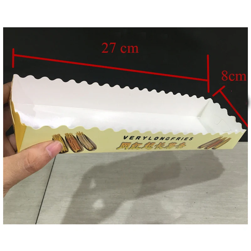 100 шт./лот бумажная коробка для закусок для картофеля фри/квадратная бумажная коробка/Одноразовая бумажная коробка для Тайваня Супер длинная 30 мм картошка фри