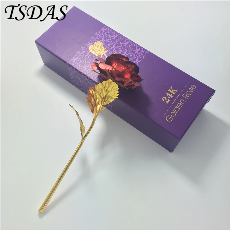 

RED 24k Gold Dipped Rose Best Valentine's Day Gift With Beautiful Box, 25*8cm Gold Foil Flowers Home Decoration