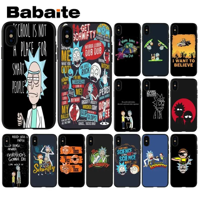

Babaite Cartoon Comic Meme Rick And Morty Custom Photo Soft Phone Case for Apple iPhone 8 7 6 6S Plus X XS MAX 5 5S SE XR Cover
