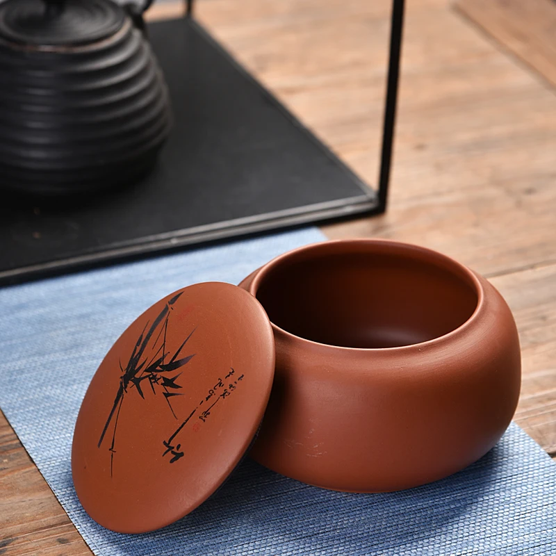 

Retro Round Ceramic Tea Storage Box Tea Cans 12.5*9cm Candy Jar Dried Fruit Container Spices Delicate Storage Box For Kitchen