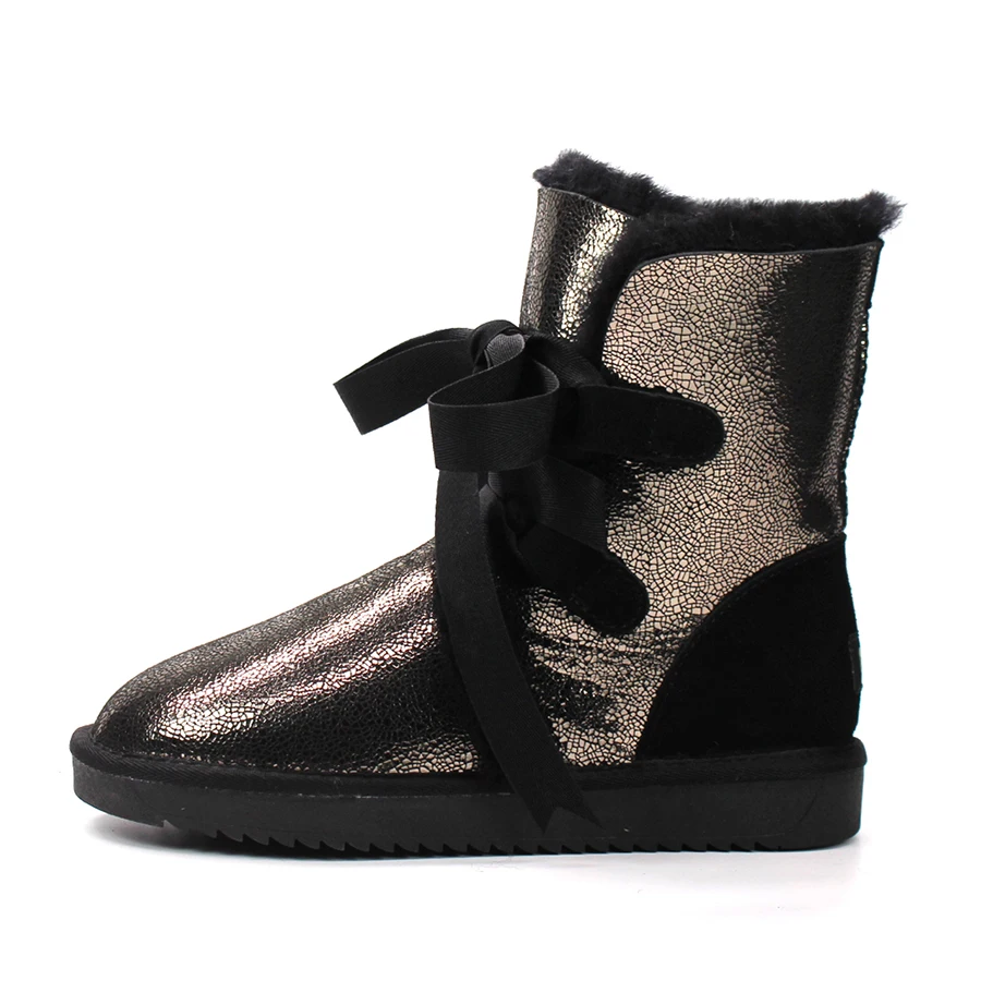 

2018 Top Quality 2018 New Fashion 100% Genuine Sheepskin Leather Wateproof Botas Mujer Natural Fur Snow Boots Warm Wool Women Sh