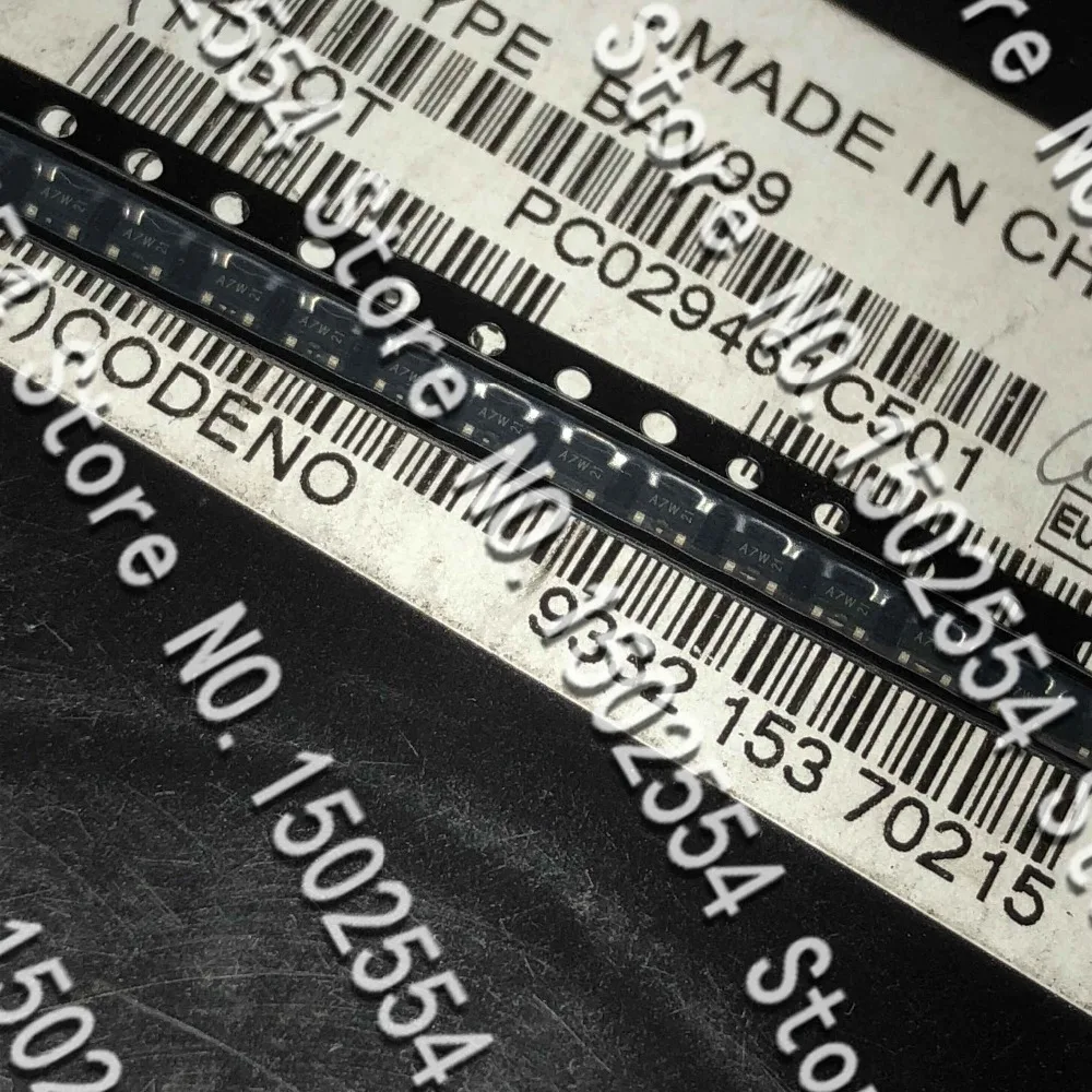 

100PCS/LOT BAV99LT1G BAV99LT BAV99 Silk Screen: A7W/A7 0.2A/70V SOT-23 Dual Series Switching Diode new and original IC SMD