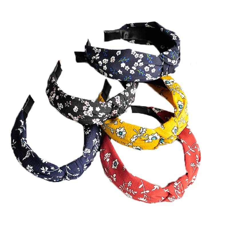 

Retro Wide Edge Hair Bands Hoop Knot Fabric Cross Hairbands Flower Headbands Fashion Hair Ornament Headdress for Women Accessory