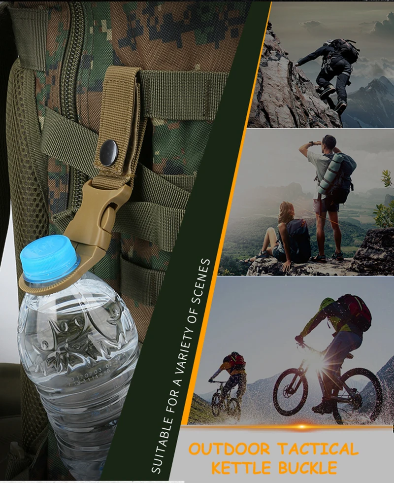 Outdoor military Nylon Webbing Buckle Hook Water Bottle Holder Clip EDC Climb Carabiner Belt Backpack Hanger Camp (9)