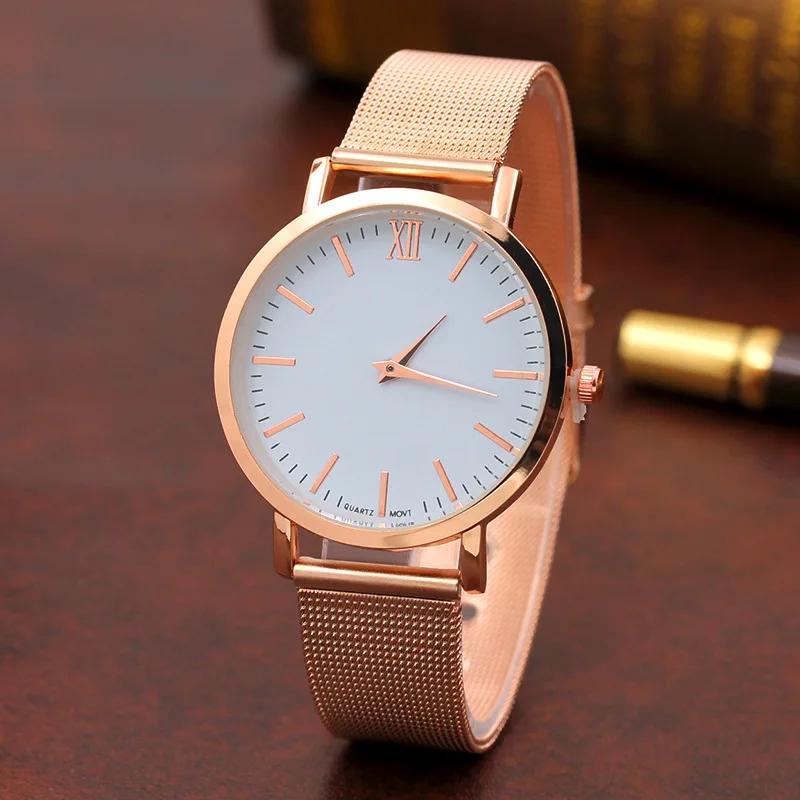 

Two Needle Mesh Belt Watch with Explosive Bar Nail Scale Women's Watch Wire Belt Ultra-thin Watch Women's Watch