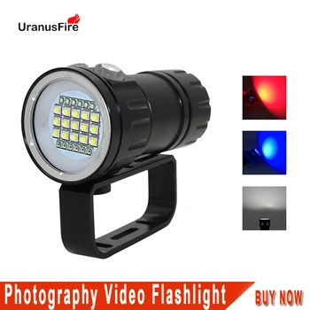 

LED Diving Flashlight Underwater 100M xml2 Blue White Red light Photography Video Camera Tactical Scuba Video Dive Lamp