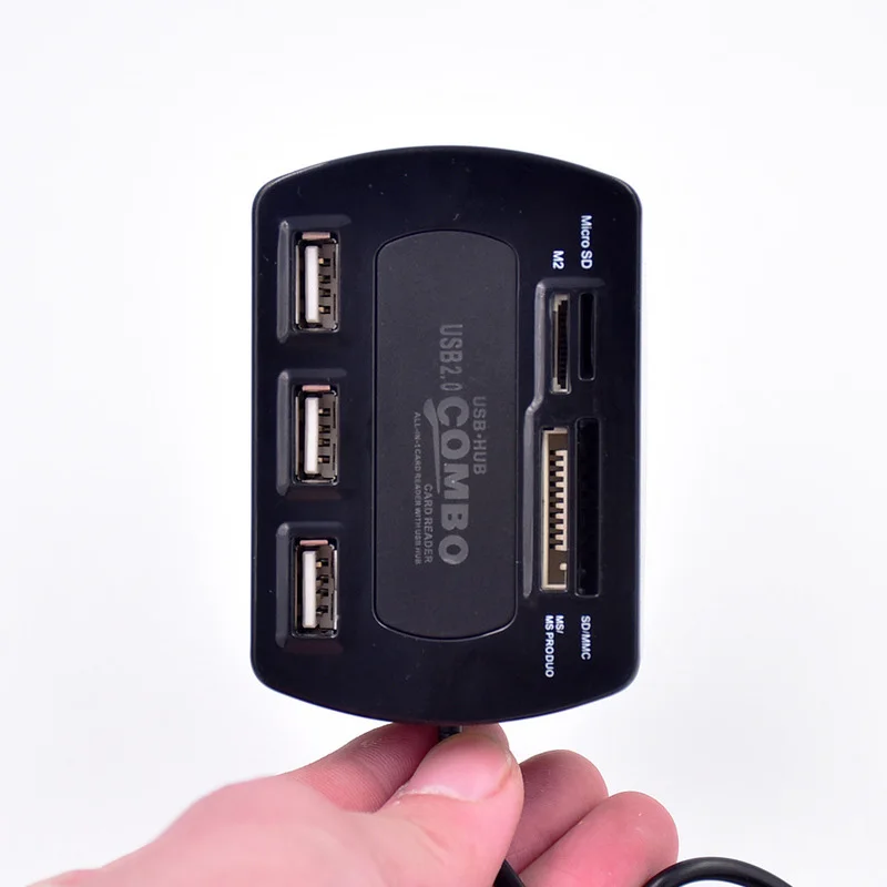 Twofro usb-хаб 2,0 3 порта Combo MS TF Micro SD кард-ридер слот USB мульти все в одном USB разветвитель кабели для ноутбука Macbook - Цвет: Черный