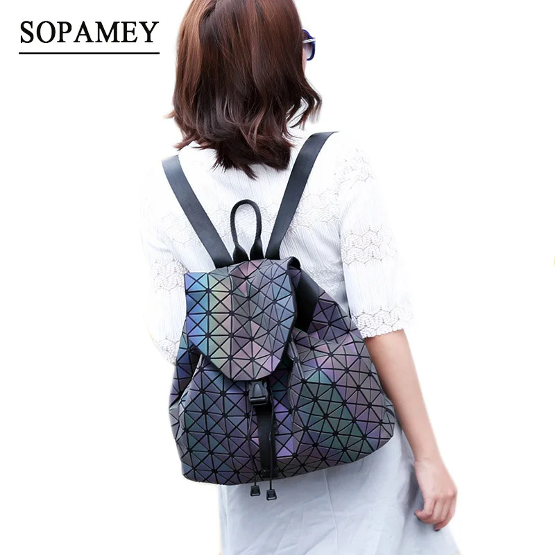SOPAMEY New BaoBao Luminous Backpacks Female Fashion Girl Daily Backpack Geometry Package Sequins Folding Student s