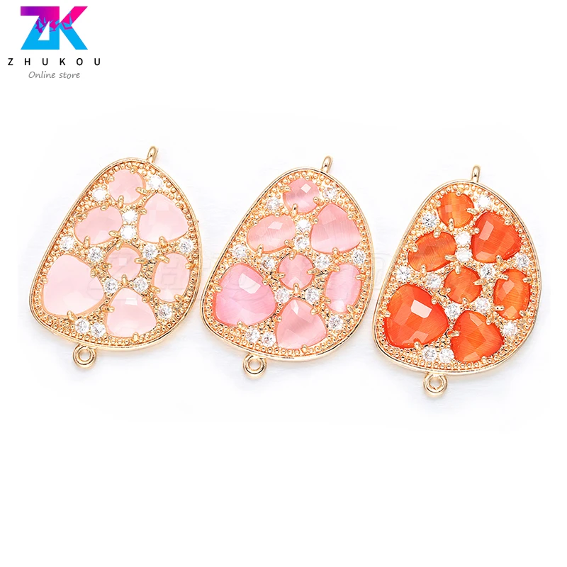 

ZHUKOU 21x31mm Fashion D-letter crystal connector for ladies necklace and bracelet making accessories model:VD383/VD383A