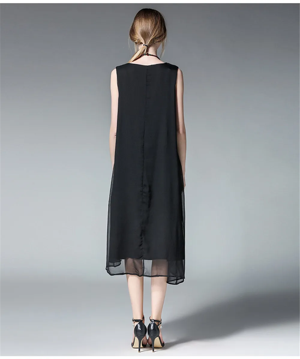 Fashion White Women Long Tank Dress 2017 New Summer Autumn Retro Sleeveless Chiffon Designs Casual Dresses Slim Plus size XXXXL (11)