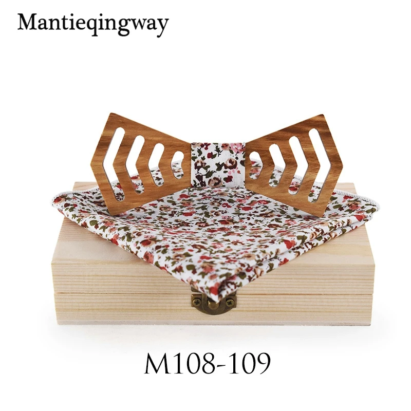 Mantieqingway из полой древесины с бантом комплекты носовых платков для мужские