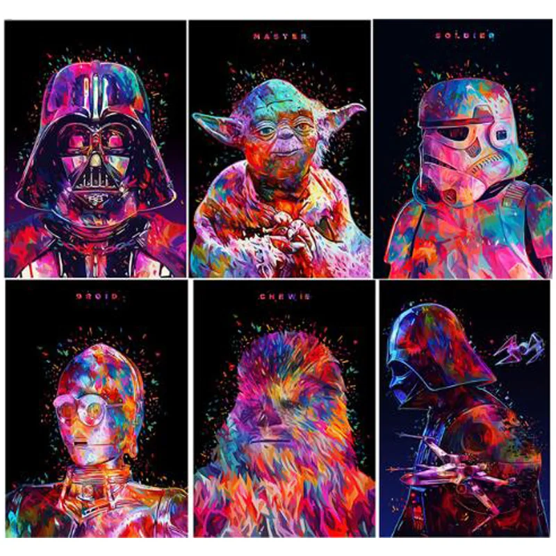 

Diamond Embroidery Colorful star wars Mosaic Crystal 5d Cross Stitch Square round Drill Diamond Painting Home Decoration ZP-1822