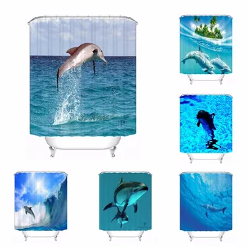 

Home Bath Curtain For Bathroom Custom Blue Ocean Dolphin Home Decor Shower Curtain Waterproof Fabric Hooks #180417-01-83