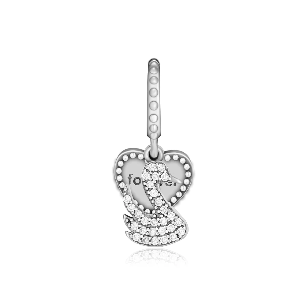 

BEADS for Jewelry Making BraceletS Love & Swan cHarMs with Clear CZ 100% 925 OrigiNal Sterling Silver Jewerly Free Shipping