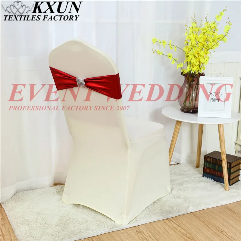 Цена металлическое бронзовое покрытие лайкра эластичная повязка на стул пояс галстук бабочка для свадьбы украшение для стула - Цвет: red