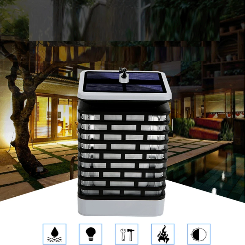 Solar Light Outdoors Solar Lights Flicking Flame Lantern Lamp Light Solar Powered LED Waterproof Hanging Light for garden yard pathway (7)