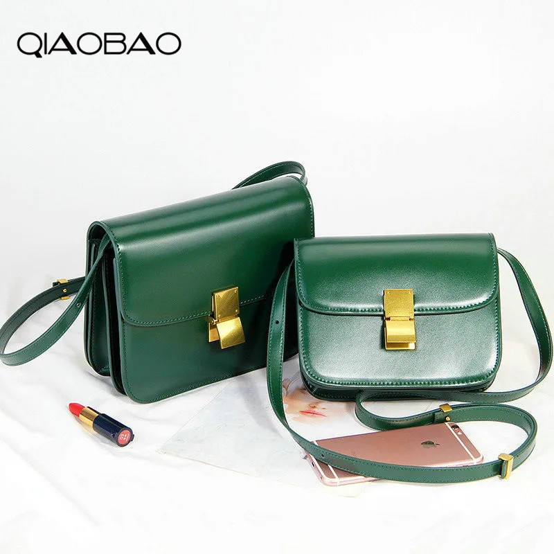 

QIAOBAO 2018 Leather Women Shoulder Bag Tofu Tote Messenger Bags Famous Designer Brand Luxury Handbags etro Female Small Purse