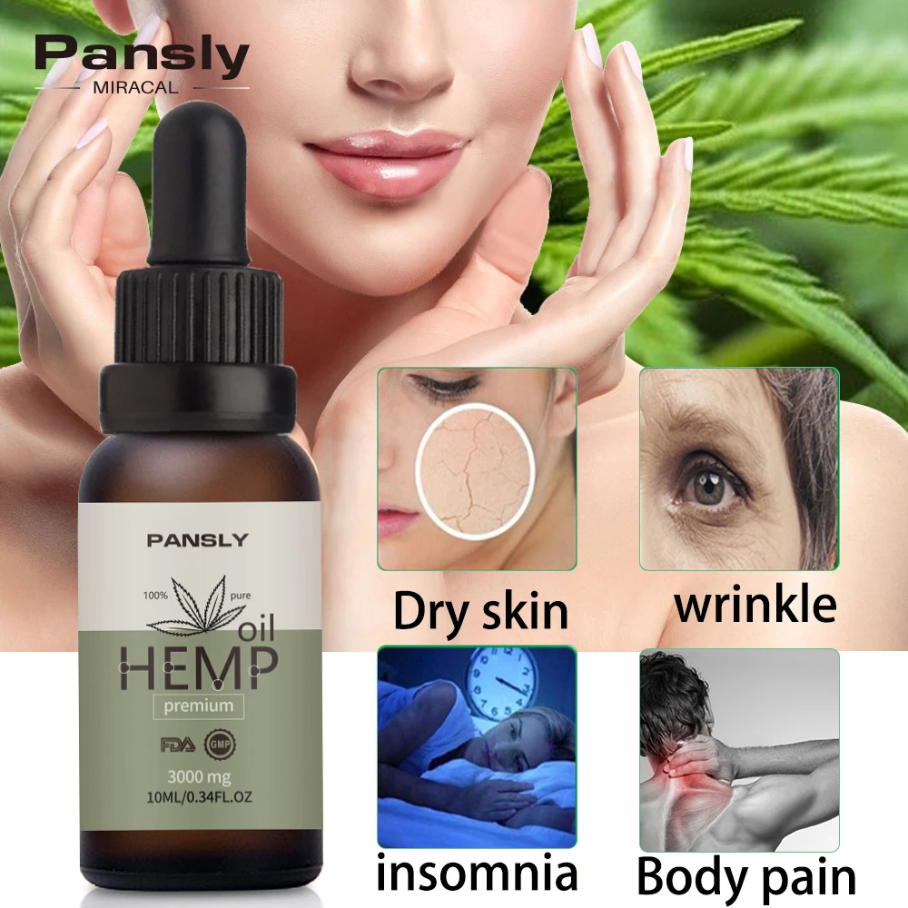

10ml Essential Oils Organic Hemp Seed Body Relieve Herbal Drops Anti Anxiety Help Sleep Pain Relief Massage Oil