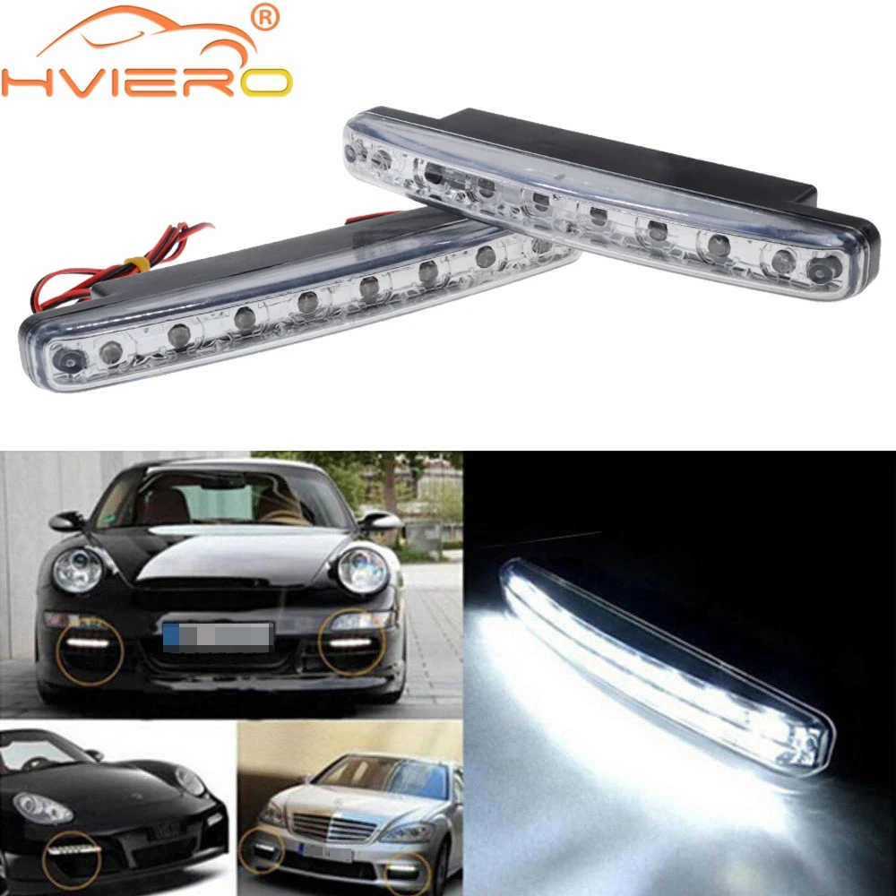2X Auto Car Daytime Running Light with Lens 8LED Waterproof DRL Daylight Led White DC 12V 24V Head Lamp Parking Bulb Fog Lights 2X Auto Car Daytime Running Light with Lens 8LED Waterproof DRL Daylight Led White DC 12V 24V Head Lamp Parking Bulb Fog Lights