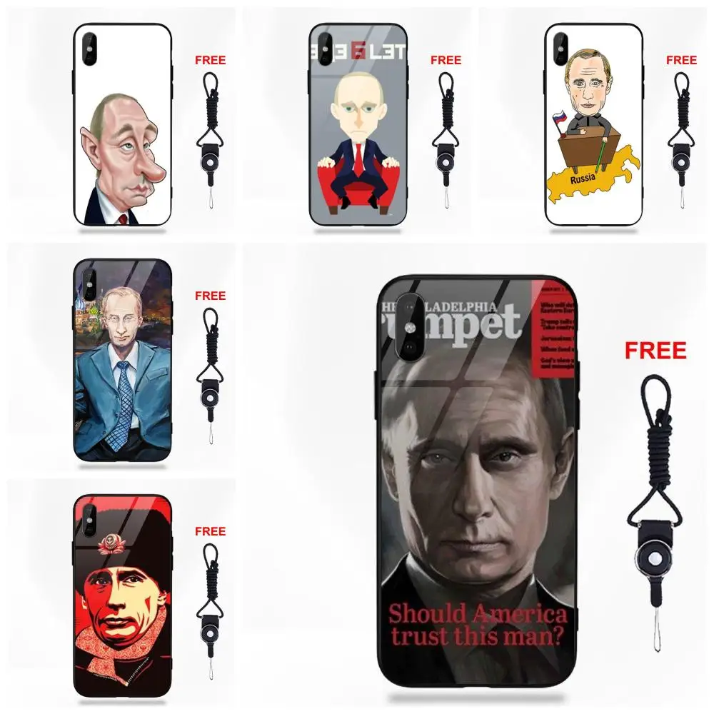 

Vvcqod Soft TPU Frame Tempered Glass Cute Case For Apple iPhone X XS Max XR 5 5C 5S SE 6 6S 7 8 Plus Vladimirovich Putin