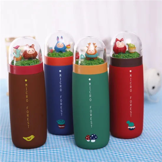 450ml 2016 student Back To School Cartoon Stainless Steel Mug micro Warm Forest Cup Couple Lovely