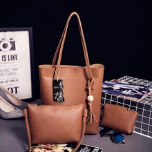 JOOZ Brand Tassel PU Leather Women Handbag 3 Pcs Composite Bags Set Female Shoulder Crossbody Messenger Bags Purse Clutch Wallet