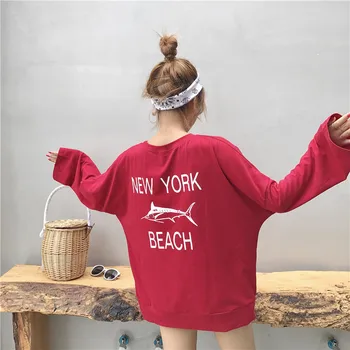 

YouGeMan Woman Tshirt Top 2020 Spring Clothing Korean Style Ulzzang Harajuku Letter Print Long Sleeve T-shirt Women T-shirts